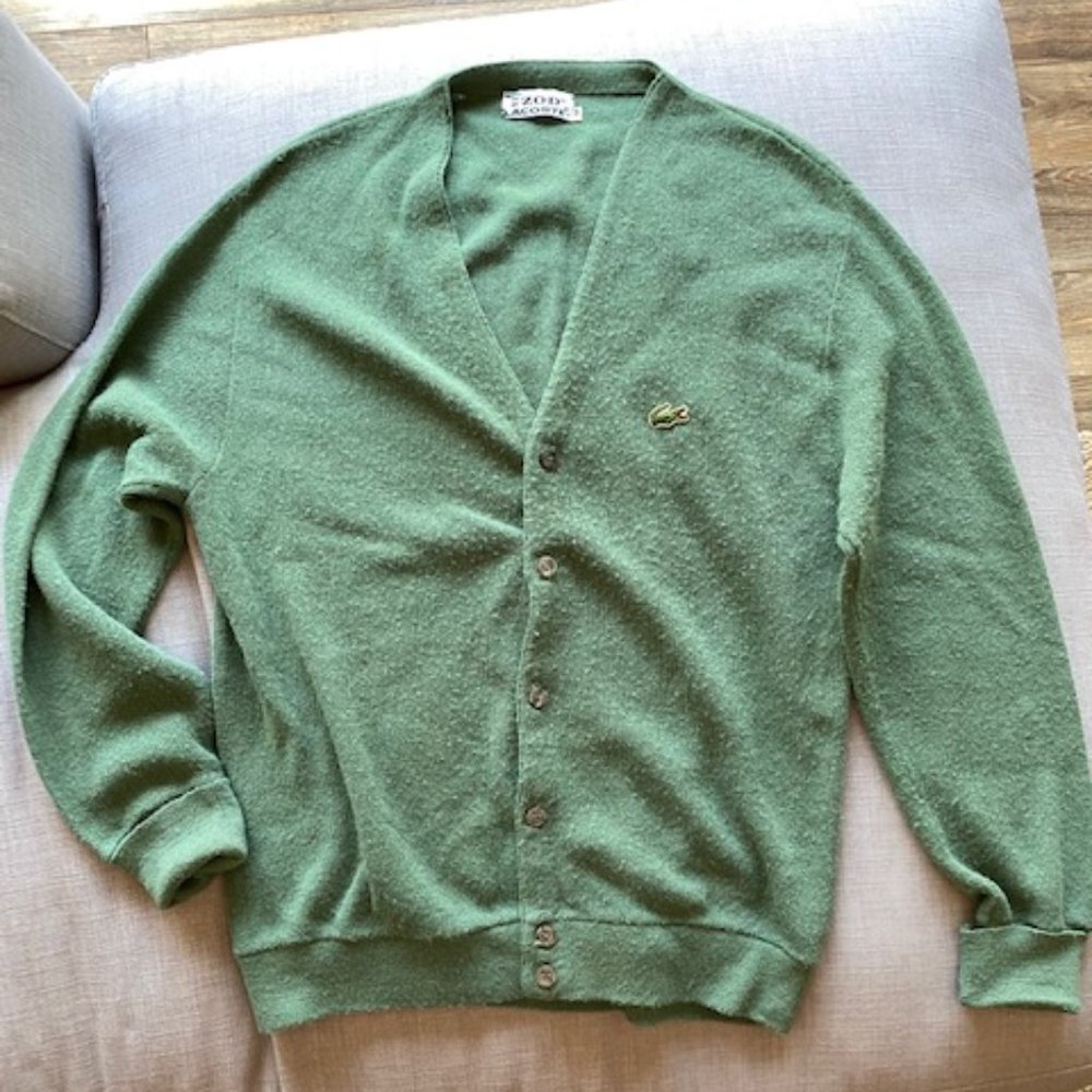 Vintage 1960's Izod Lacoste Golf Cardigan Sweater sz L